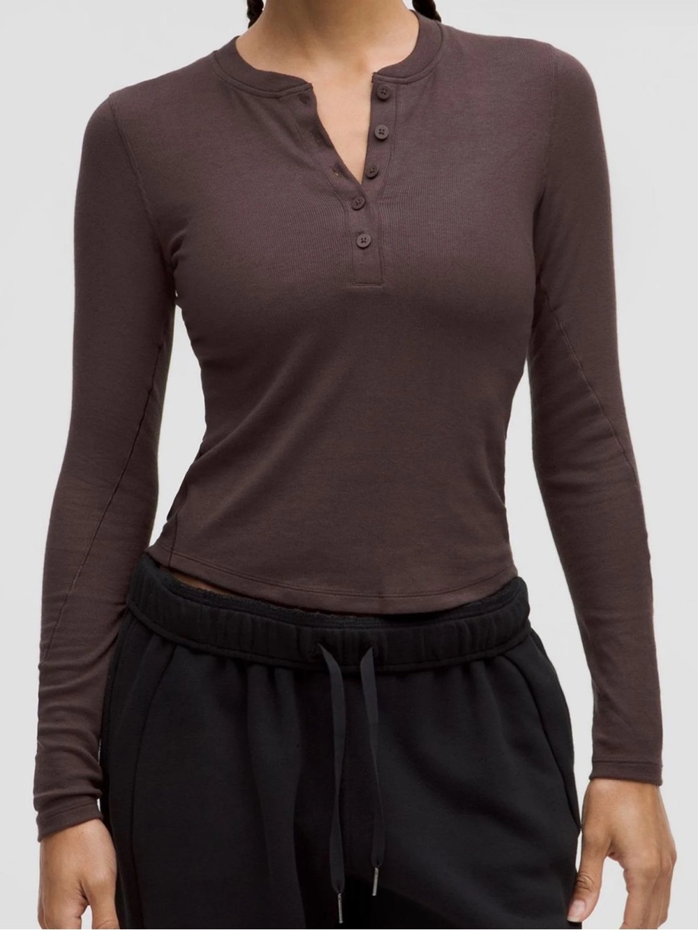 LULULEMON HOLD TIGHT HENLEY TOP SIZE 2 EUC